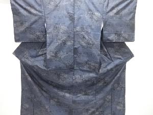 雲取りに草花模様織り出し本場泥大島紬着物